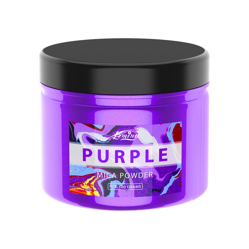 Limino Mica Powder Pure - 3.5oz Pearl Epoxy Resin Color Pigment - Cosmetic Grade Coloring Pigment - Natural Soap Dye for Soap Making Supplies Kit, Bath Bomb Colorant, Paint, Nail Art for Adult Hobby(Purple) - Image 1